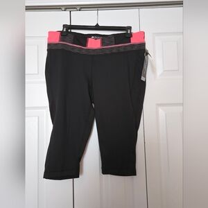 IDEOLOGY Black & Pink Women's Large Athletic Yoga Pants Capri Leggings